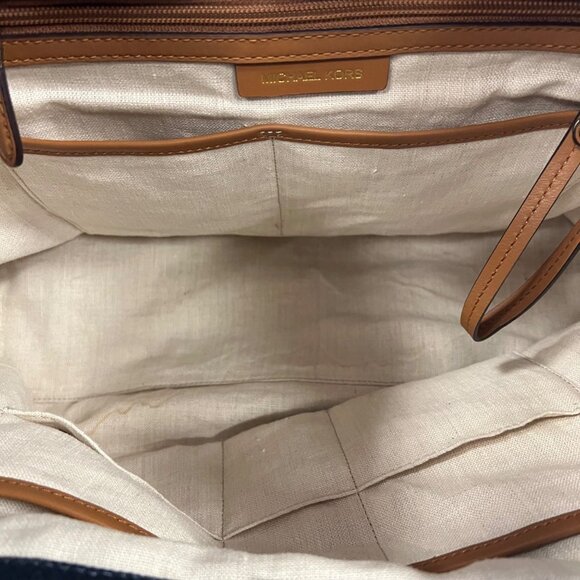 Michael Kors Isla Ring Canvas Shoulder Tote Bag Admiral Blue Purse - Picture 10 of 11